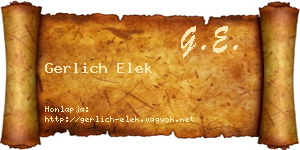 Gerlich Elek névjegykártya